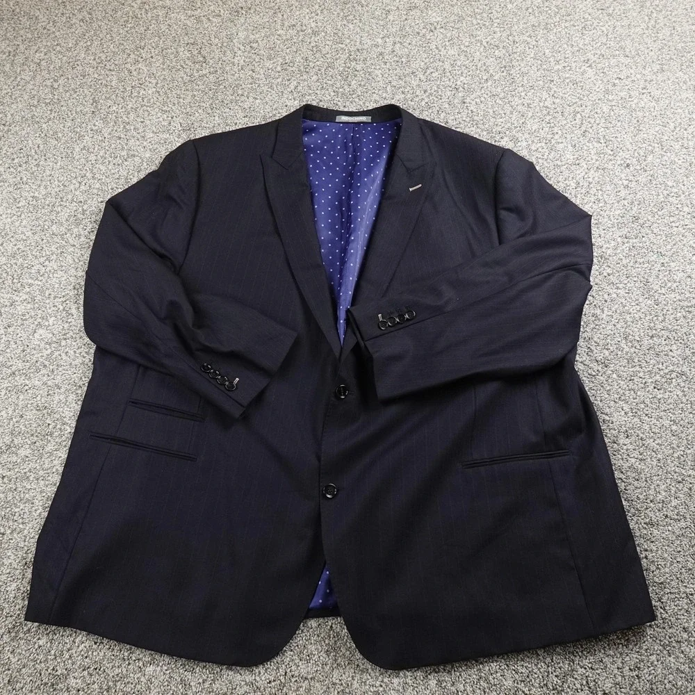 Indochino Blazer Mens 46L Blue Wool Button Suit Jacket Sport Coat‎ Surgeon Cuff